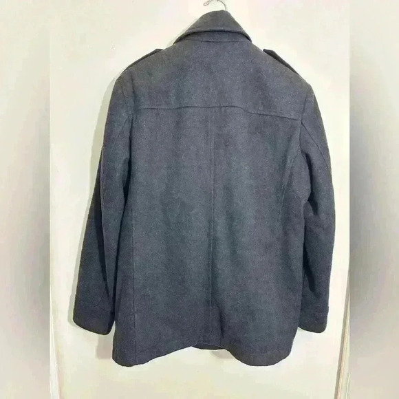 Levis Pea Coat Men's Black Wool Double Breasted Insulated Quilted Size XL - Picture 2 of 10